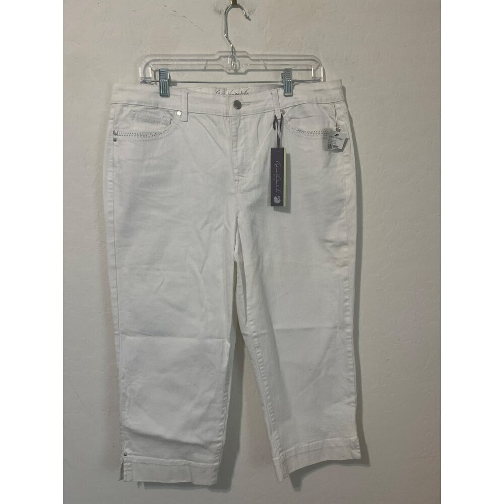 Gloria Vanderbilt White Jordyn Capri With Crystal Details on Pockets NWT Sz 14